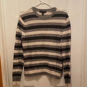 Banana Republic Black and Cream Striped Crewneck Sweater